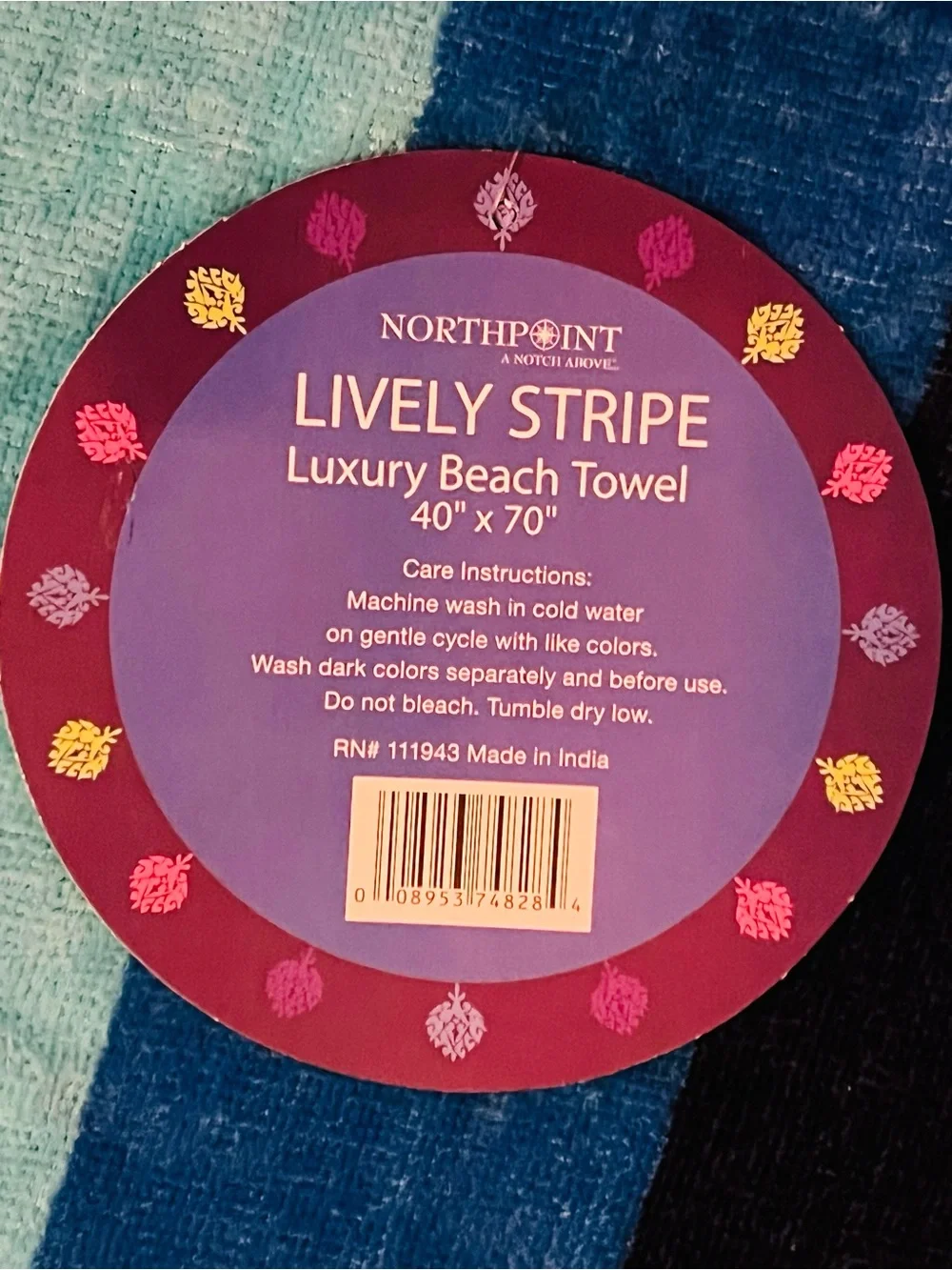 Lively Stripe Soft Velour Oversized Beach Towel